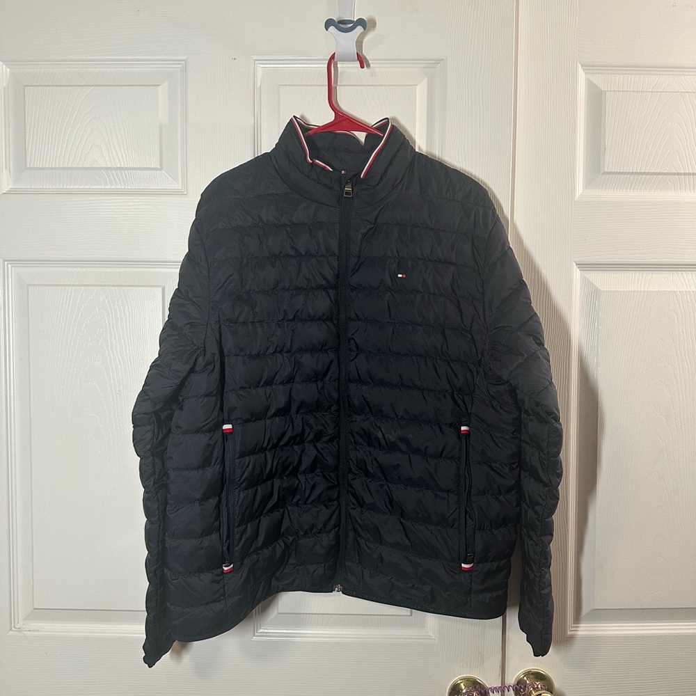 Tommy Hilfiger Black/Dark Blue Jacket with Red & White Accents